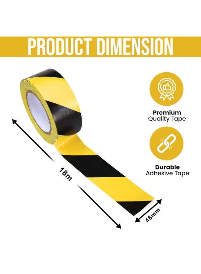 LYNLYN 4 Rolls Hazard Tape, Safety Warning Stripe Tape for Floor Marking, Waterproof, Tear-Resistant, Heavy Duty Adhesive for Stairs, Floors, Pipes, and Hazardous Areas (48mm x 18m) - Image 3